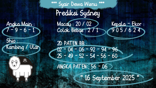 Syair Dewa Wisnu - Prediksi Sydney